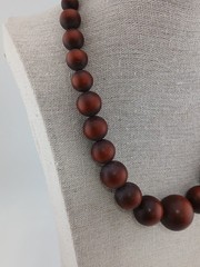 MID CENTURY moon glow brown graduated lucite beads necklace clip earrings set
