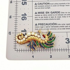 Vintage Crown Trifari Faux Pearl Rhinestone Figural Seahorse Gold Plated Brooch