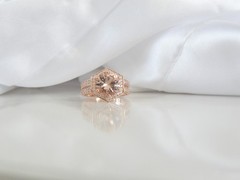 Rose Gold on Sterling Silver 925 Natural Irradiated Peach Morganite Ring Size 6