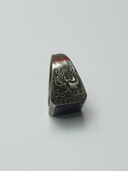 USSR Signet Ring with Black Overlay and Enamel 21mm Brass Chrome Good condit