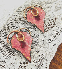 Matisse RENOIR Enamel Copper Leaf Fall-Autumn VinTage Earrings Jewelry
