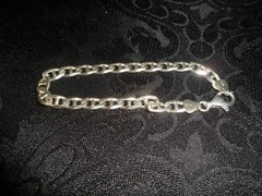 .925 Sterling Silver Vintage Italy Anchor Mariner Link Bracelet 8.25″