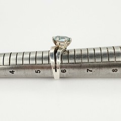 Baby Blue Topaz Marquise Cut Solitaire Sterling Silver Cocktail Ring Size 5.75