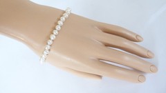 14K GE JCLIND White Pearl Bracelet 8″ long Womens 6mm Pearls Very Good Condition