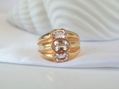 Sterling Silver 925 Gold on Natural Irradiated Morganite Ring Size 9