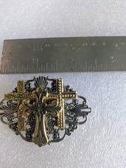 JANE 1997 ANGELS OF LOVE Religious Cross Brooch Filigree Pin Christian Trad JB1