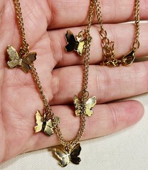 7-Pc Mixed Vintage Butterfly Lot Necklaces Earrings Anklet Butterflies Set