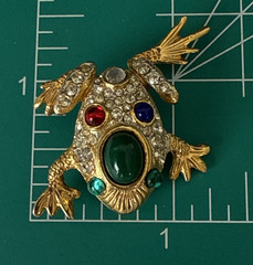 Vintage Gripoix Glass & Crystal Pavé FROG Figural Brooch By Sphinx PLEASE READ
