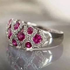 3Ct VVS1 Round Cut Lab Created Ruby & Diamond Wedding 14k White Gold Finish Ring