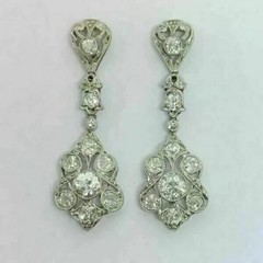 2Ct Art Deco Style Lab-Created Diamond Anniversary 14K White Gold Finish Earring