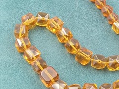 Art Deco 17″ Varies Style & Size Amber Colored Faceted Glass Bead Necklace
