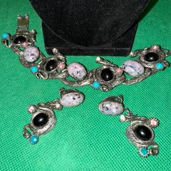 Rare 1950s Selro Selini Dragon Egg Parure Necklace,Earrings,Bracelet Rhinestone