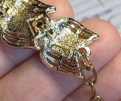 Vintage Mode Art Deco Gold Tone Necklace 50s-70s Unique Leaf