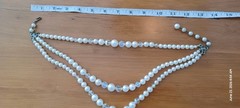 Vintage 3 Strand Necklace Faux Pearls Crystals Marked LAGUNA