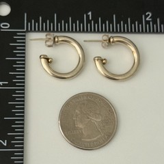 Vintage 925 Sterling Silver Round Half Hoop Huggie Bead Design Earrings
