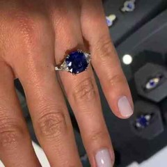 3Ct Cushion Sapphire & Lab Created Diamond Three-Stone 14K White Gold FN Ring