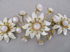 Vintage Flower Bracelet Moonstone 1950s 1960s Costume Jewelry