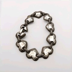 Brighton Cafe au Lait Bracelet Etched Scroll Heart Links Retired Vintage 7.25″