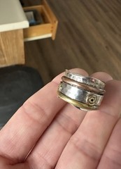vintage triple tone sterling silver 925 spinner band ring. Size 8