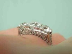 3.00 Ct Art Deco Style Lab Created Diamond Three-Stone Filigree 925 Silver Ring