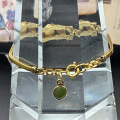 Elegant Custom Vintage 12k Yellow Gold Filled Bracelet, Bamboo Motif, Jade? OOAK