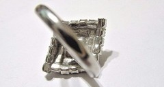 RHINESTONE RING CLEAR OLDER PRONG SET STONES SPARKLY RHODIUM PLATE SIZE 7 ADJ.
