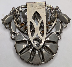 1930’s Eisenberg Original Large 2.75″ wide Sliver Tone Clear Rhinestone Fur Clip