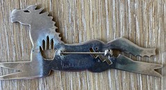 Silver Horse Brooch Pin Signed by Yaqui Jeweler Michael Horse