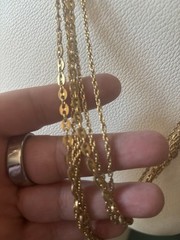 Vintage crown Trifari 3 strand Gold tone necklace 56in Long P5