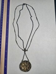 Vintage N A Green Enamel With Glass Accents Pendant Necklace