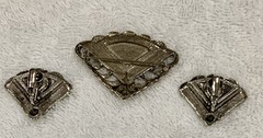 STUNNING VINTAGE ART DECO STYLE ENAMELED 1 7/8″ BROOCH AND CLIP ON EARRINGS