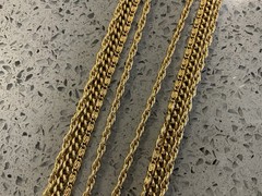 Vintage 20” Goldette 4-Strand Chain Intaglio Cameo & Locket Pendant Necklace
