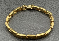 VINTAGE Monet 80s 6MM Geometric Link Gold Tone Bracelet 7” READ