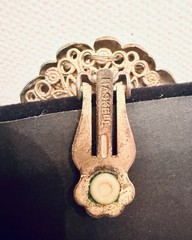 Vintage Miriam Haskell Brass Filigree Faux Pearl Clip On Earrings Mid Century