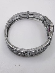 Antique Art Deco Rhodium Plated Filigree Bracelet JHP John Peckman Purple Stone