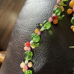 VINTAGE Fruit Salad Glass Bead Necklace 18 In. Barrel Clasp NICE