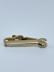 Vintage Swank cufflinks and tie clip monogram beveled S gold tone bullet backs