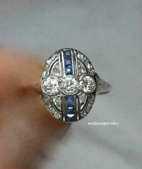Art Deco Style Lab Created Diamond Engagement Wedding 14K White Gold Finish Ring