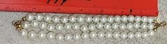 Premier Designs Faux Pearl Bracelet 3 Strand Classic Gold Tone Clasp 1990’s Vtg