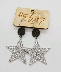 Star Crystal Chandelier Earring Dangle White Rhinestone PAVE Statement 3.5 in