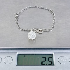 Vintage Sterling Silver 925 Lariat Infinity Crystal Drop Necklace 15.5″-17.5″