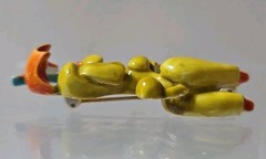 Vintage LISNER Poodle Dog Holding Umbrella Brooch Pin Enamel MCM Figural