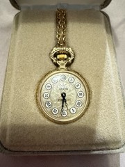 Avon Vintage 1981 Presidents Club Watch Pendant, Long Gold Chain