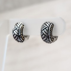 Vintage Clip On Earrings Two Tone Reversible Magnetic Hoops Silver/Gold Tone
