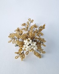 Vintage Exquisite Coral Brooch Pin Bead Lot Filigree Thailand Handmade Wire Bend