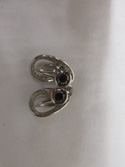 Vintage Ann Lee Sterling Silver Rhinestone Screw Back Earrings .75 x .5″ #813