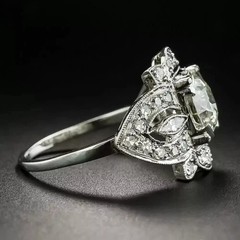 Vintage Art Deco Style 2Ct Lab Created Diamond Engagement 14k White Gold FN Ring