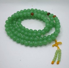 Beautiful large 50″ 10mm green stone mala 108 beads / necklace