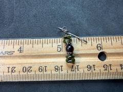 2.54g Vintage Sterling Silver 925 Earrings Green and Dark Beaded Dangle Drop M