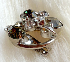 Vintage Juliana Black Gray Clear Rhinestone Cluster 5-Link Bracelet & Earrings